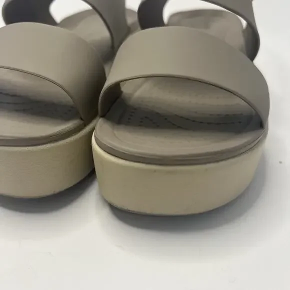 Crocs Women’s Brooklyn Low Wedges Platform Sandals Size 5 Beige Slingback Summer - Picture 4 of 11